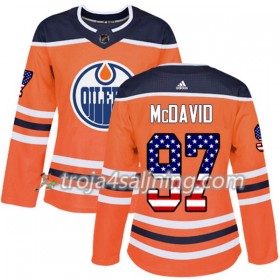 Edmonton Oilers tröja Connor McDavid 97 Adidas 2017-2018 Orange USA Flag Fashion Authentic - Dame NHL Tröjor
